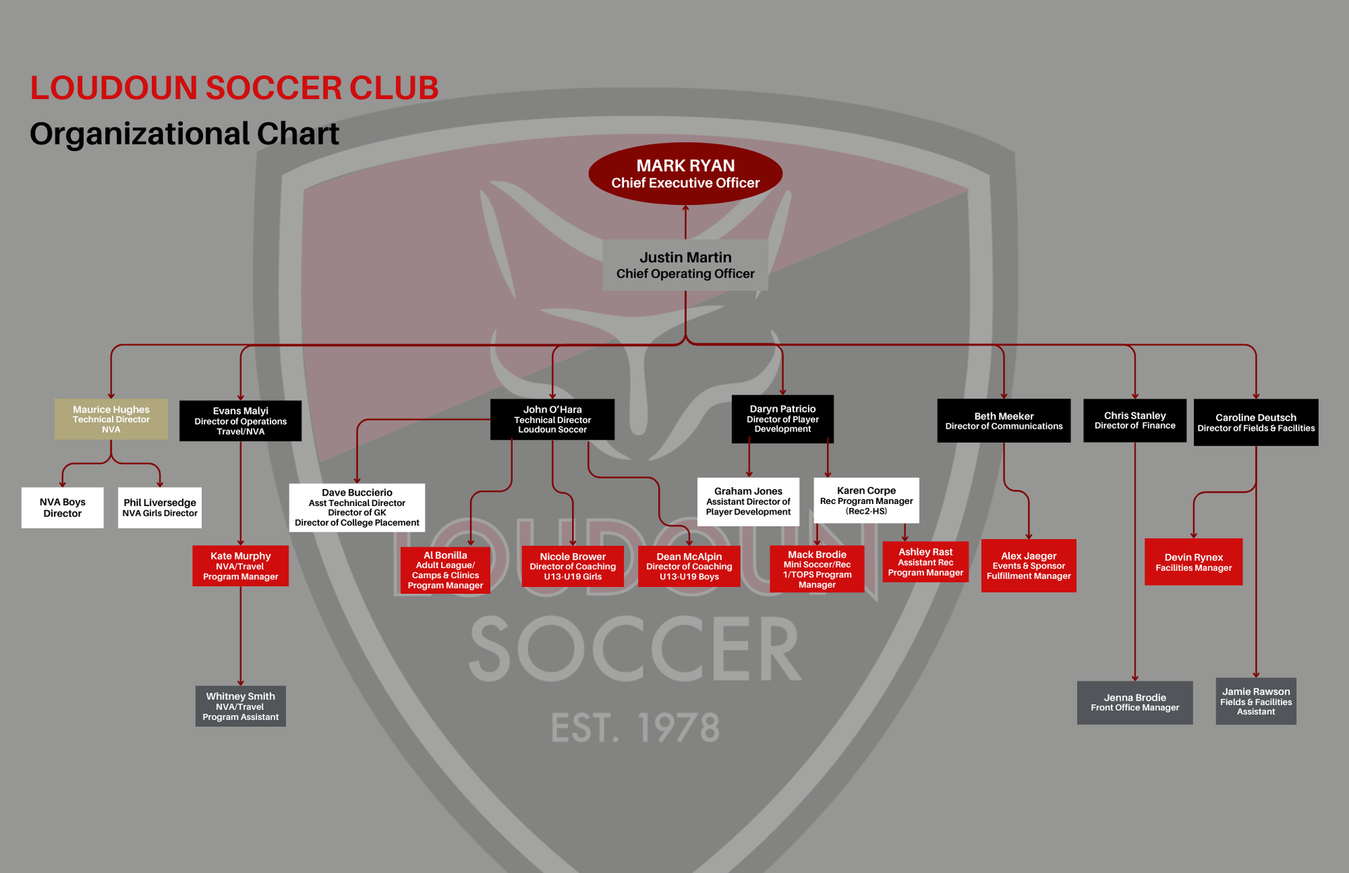 An organizational chart for the loudoun soccer club