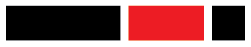 A red square is between two black squares on a white background.