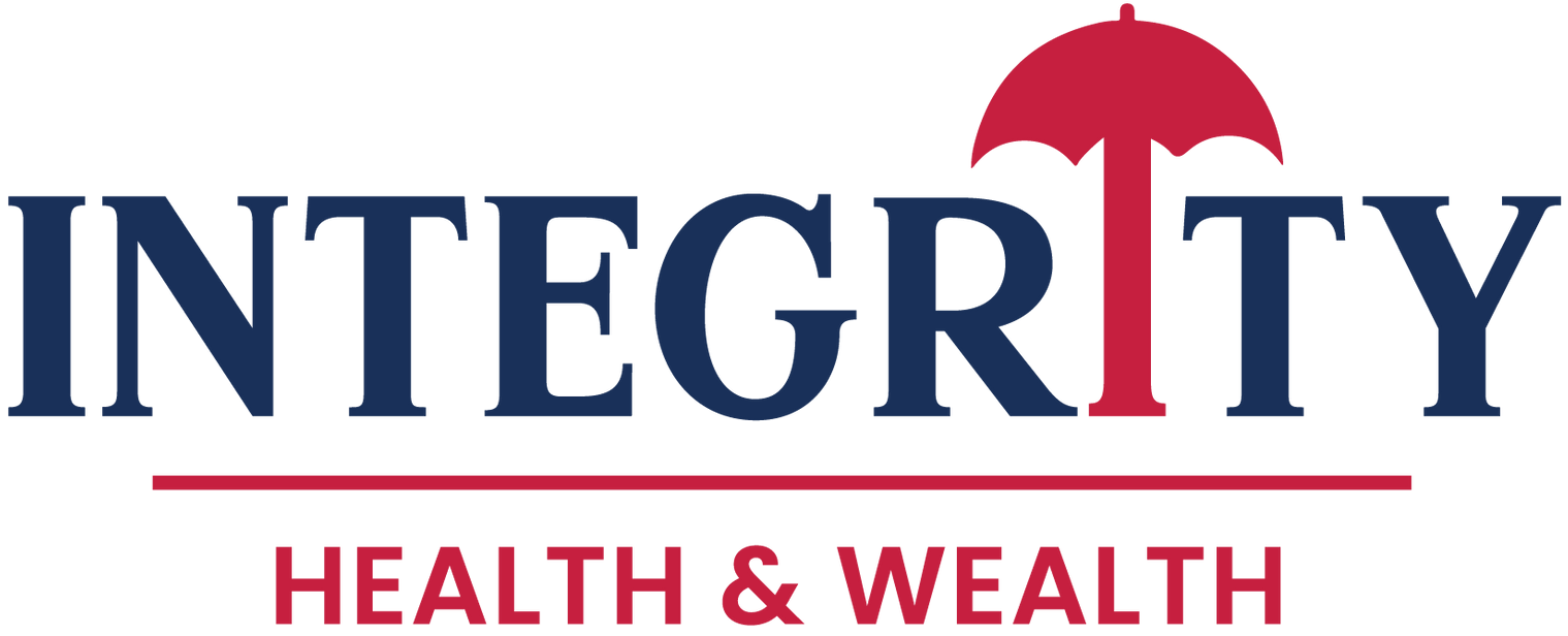 The integrity Health & Wealth logo has a red umbrella on it.