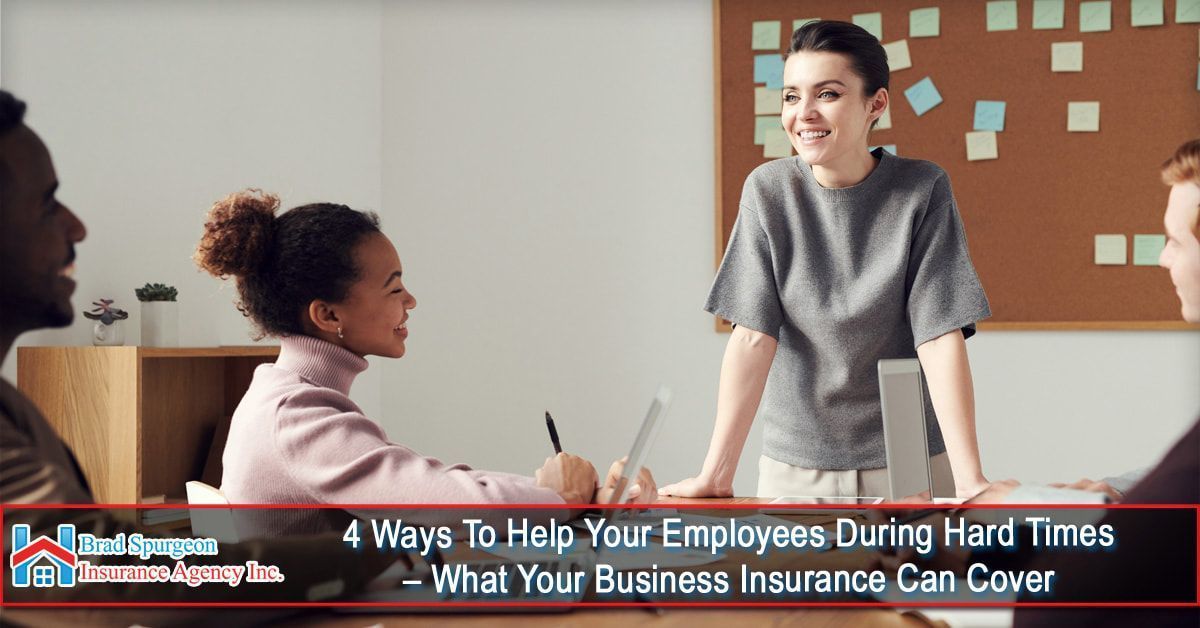 A group meets in an office setting. 