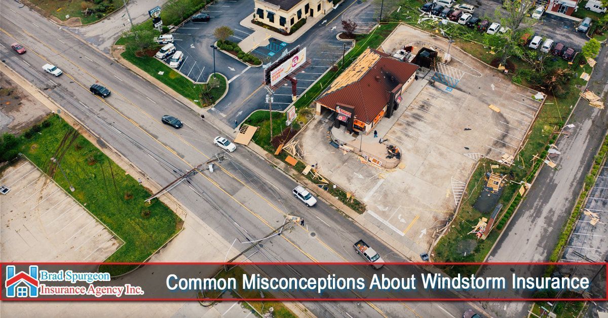 Aerial view of a street intersection and a commercial lot