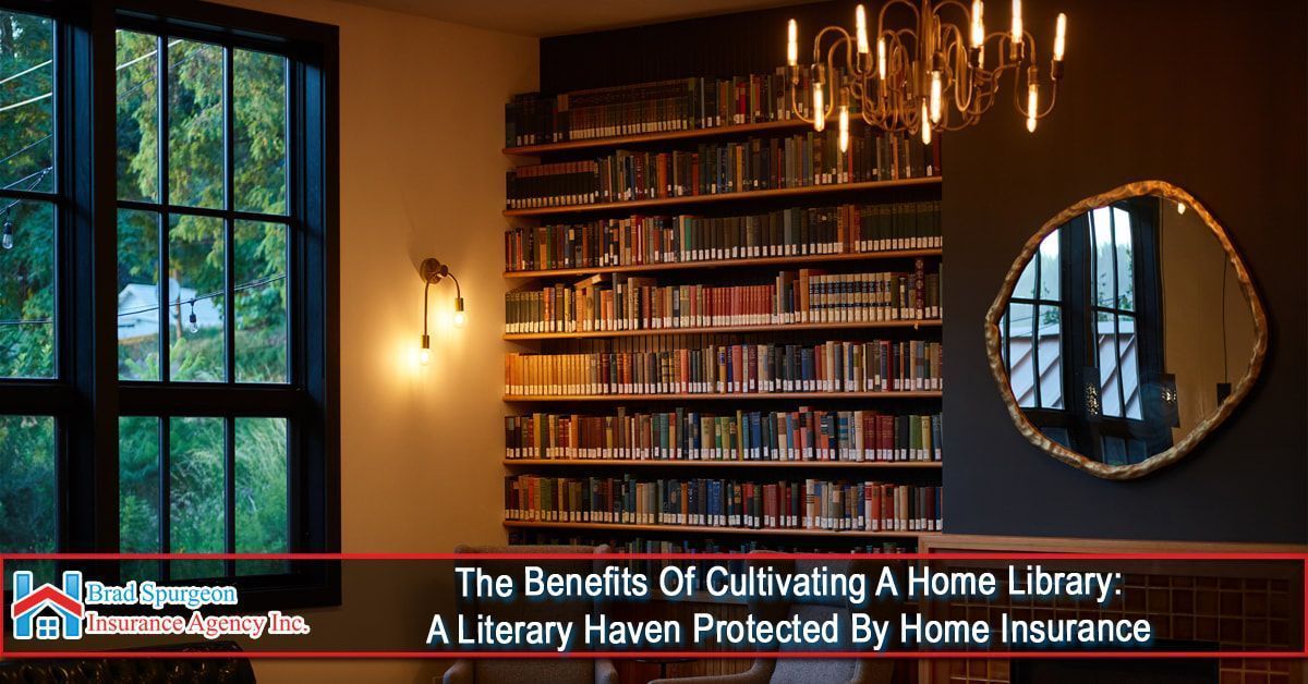 A home library with dark walls, floor-to-ceiling bookshelves, and a gold-framed mirror