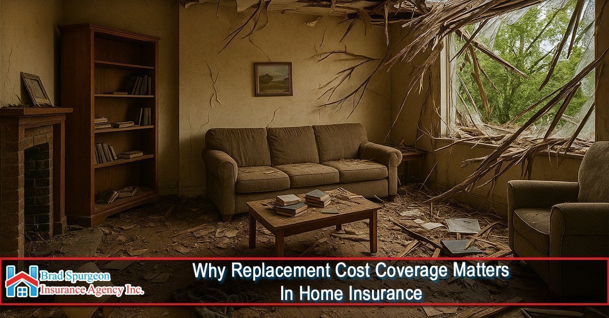 A living room destroyed by a fallen tree