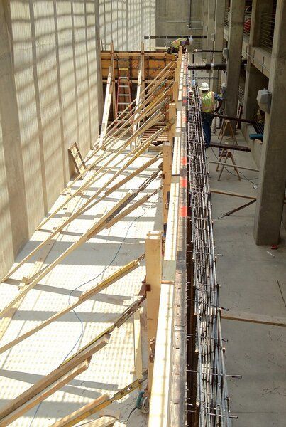 Tilt wall panels being supported in Fort Worth Texas