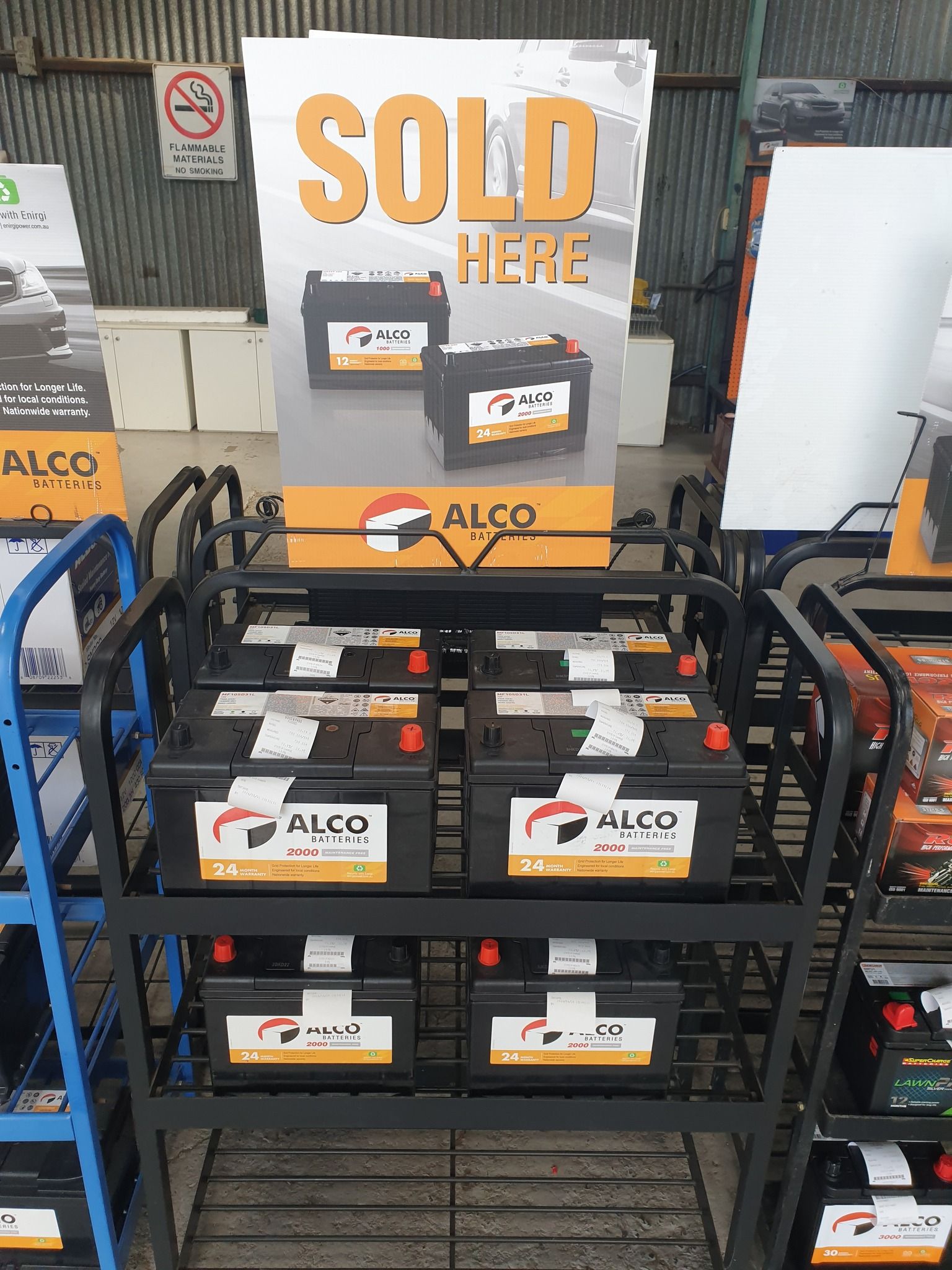 Car Batteries Displayed on Shelf — Dubbo Battery Centre in Dubbo, NSW Car Batteries Displayed on Shelf — Dubbo Battery Centre in Dubbo, NSW
