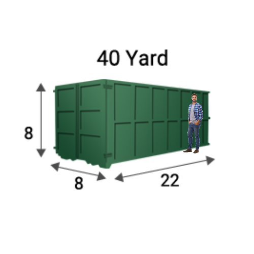 a man is standing in front of a green dumpster .