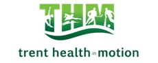 A logo for trent health in motion enhancing health optimizing performance