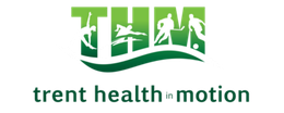 A logo for trent health in motion enhancing health optimizing performance