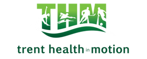 A logo for trent health in motion enhancing health optimizing performance