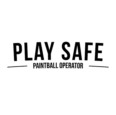 A black and white logo for a paintball operator.