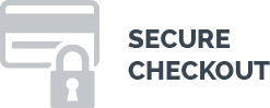 A secure checkout logo with a credit card and a padlock.