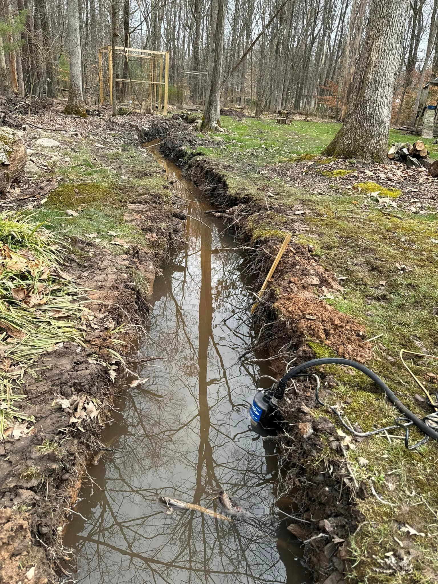 A drainage system being dug by Tailored Excavation