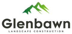 Logo for Glenbawn Landscape Construction: green mountain graphic above dark grey text on white.