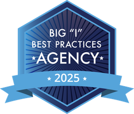 Blue and white badge: Big 