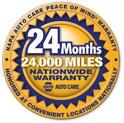 Napa auto care has a 24 month nationwide warranty.