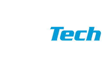 A blue rev tech logo on a white background