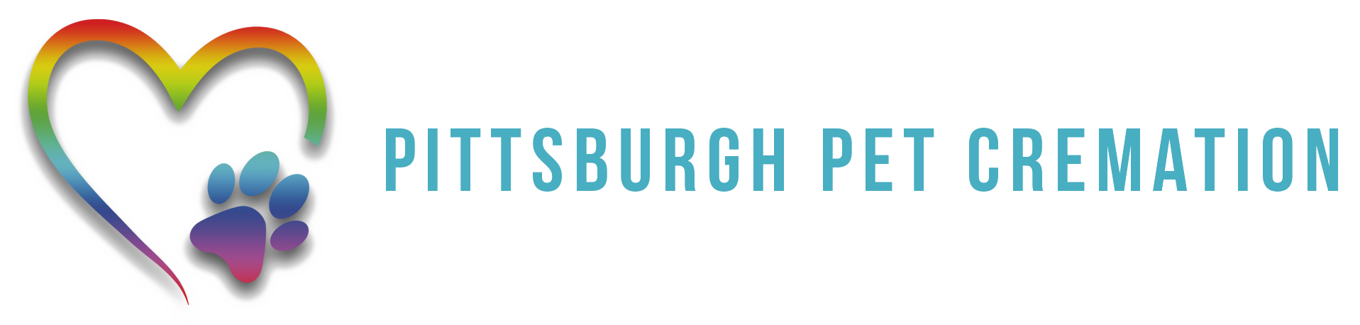 A logo for pittsburgh pet cremation with a heart and paw print