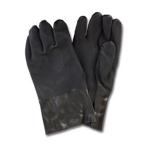 A pair of black gloves on a white background