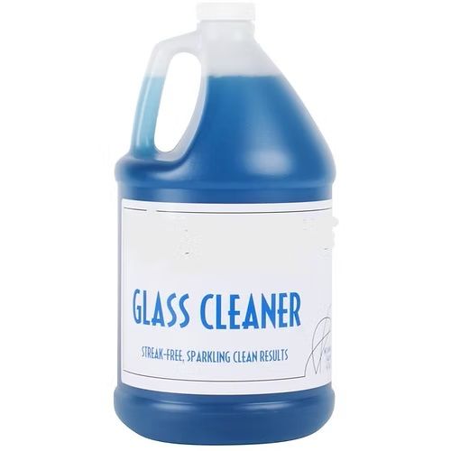 A gallon bottle of glass cleaner on a white background.