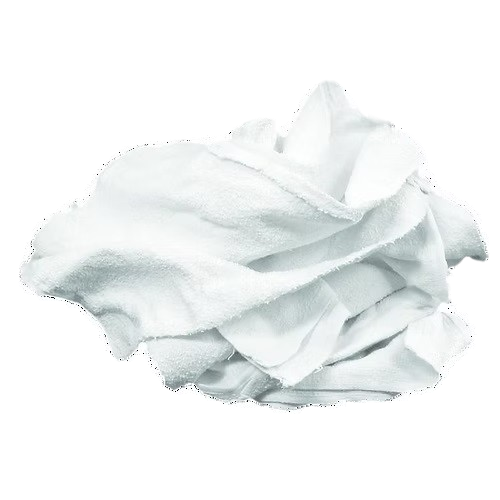 A pile of white towels on a white background.