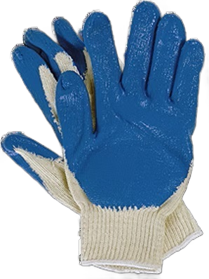 A pair of blue and white gloves on a white background