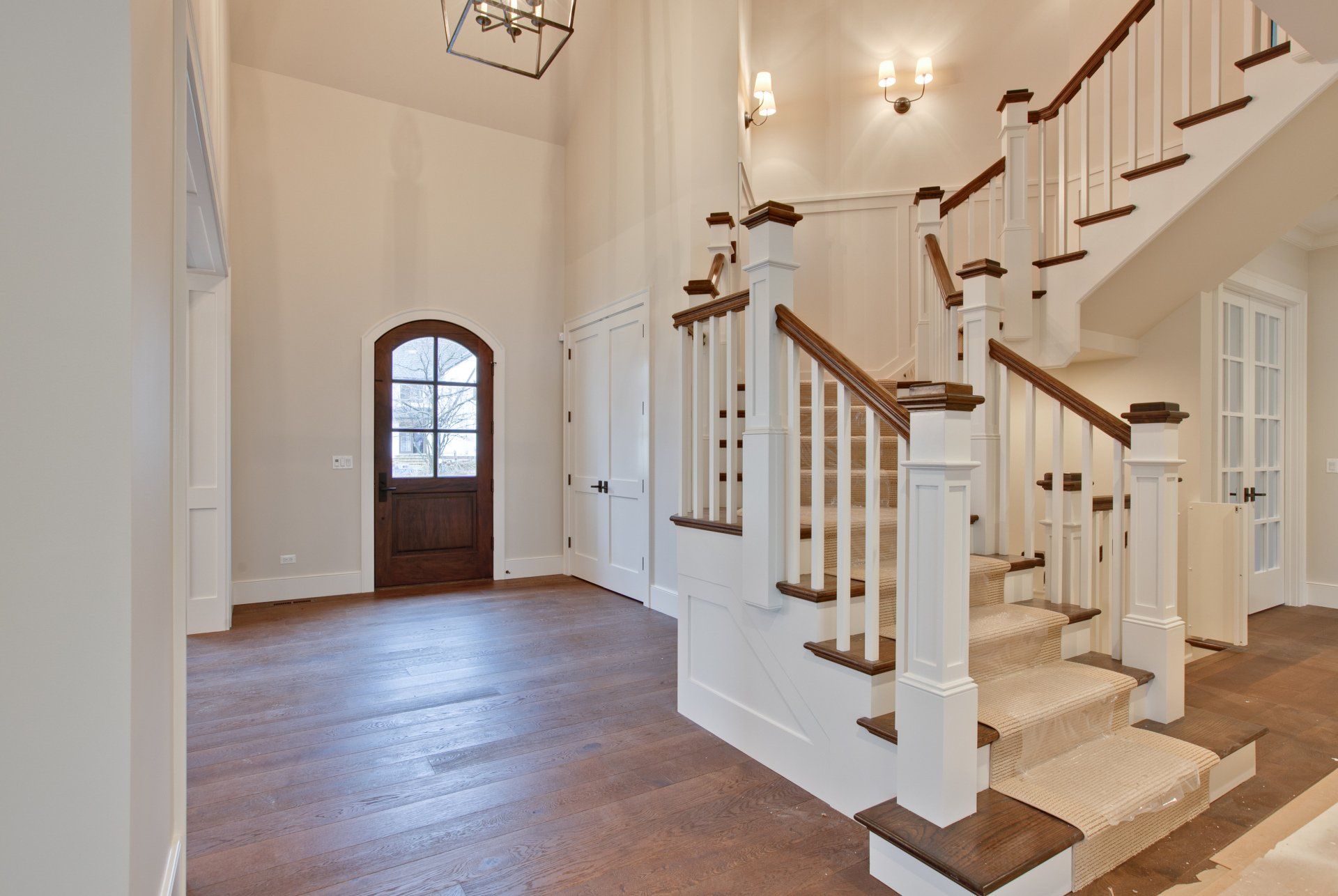 There is a staircase in the middle of the room.