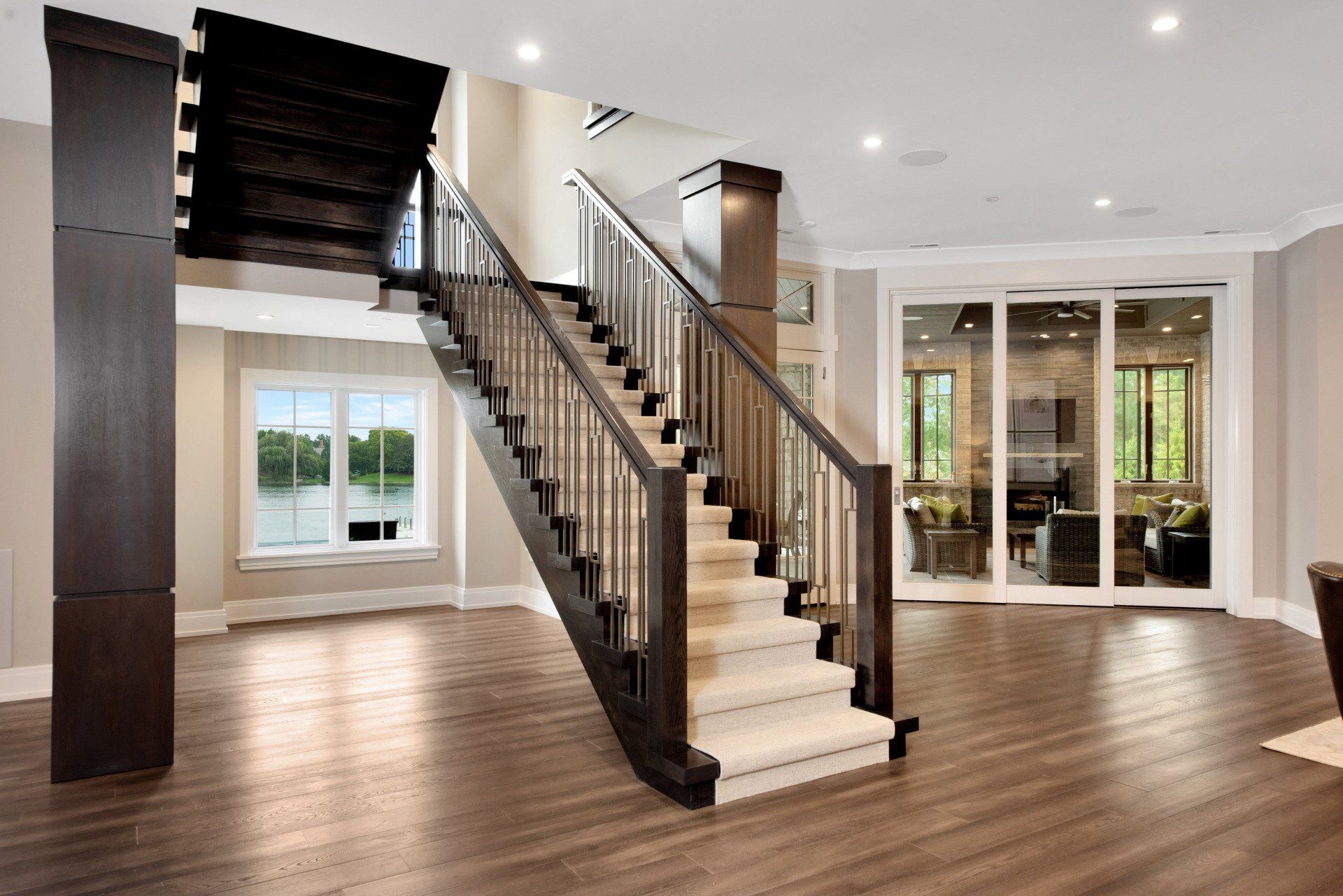 A staircase leading up to the second floor of a house