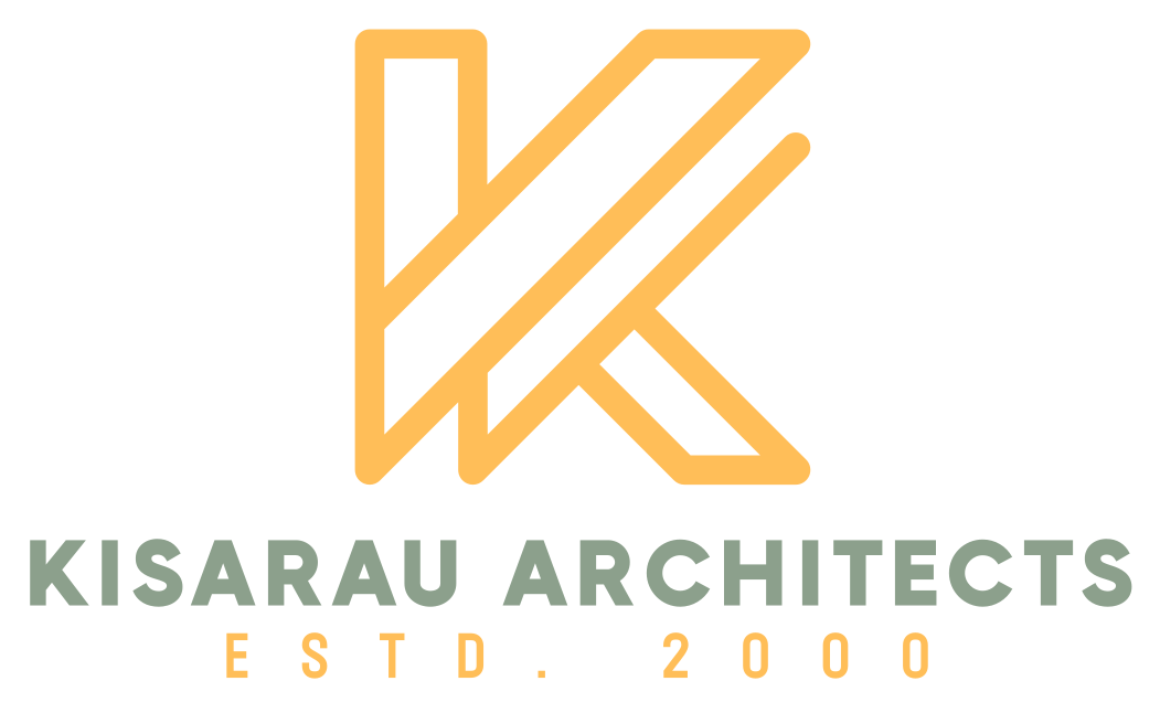 A black and white logo for a company called kisarau architects.