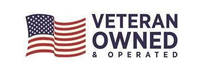 A sticker that says veteran owned and operated