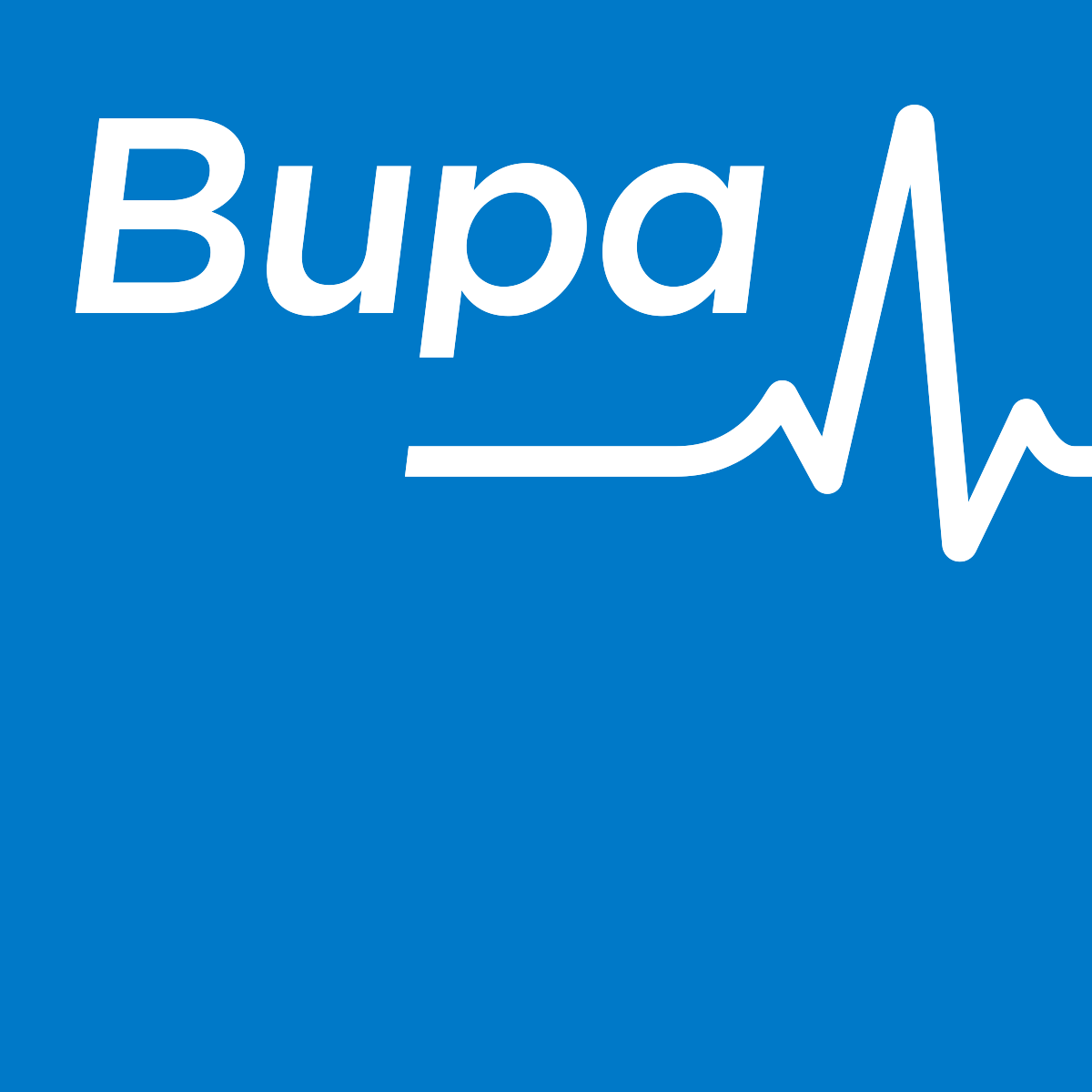 A blue background with the word bupa on it