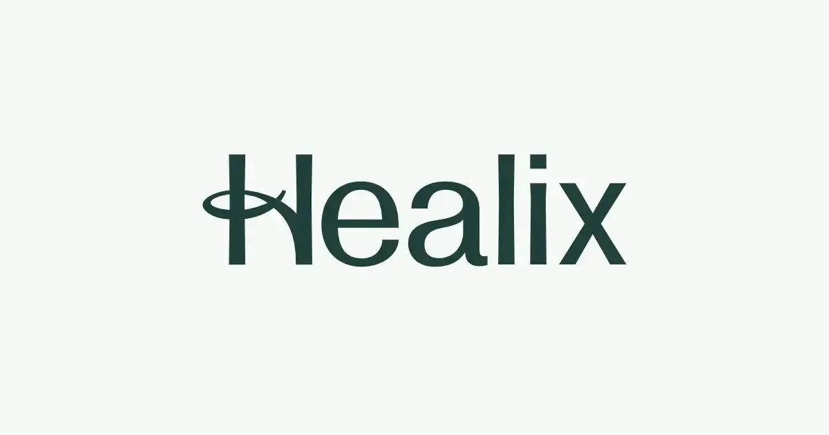 The logo for healix is on a white background.