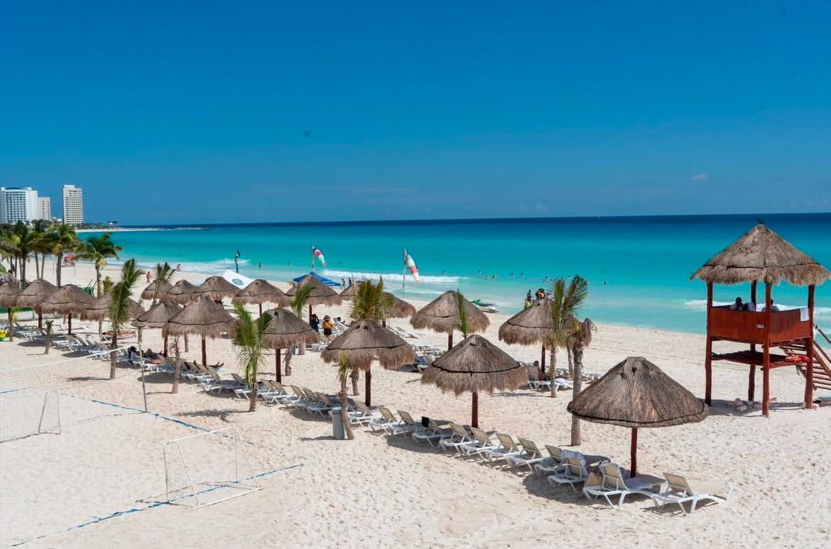 Beautiful Beach at the Sunset Beach Resort in Cancun, Mexico.