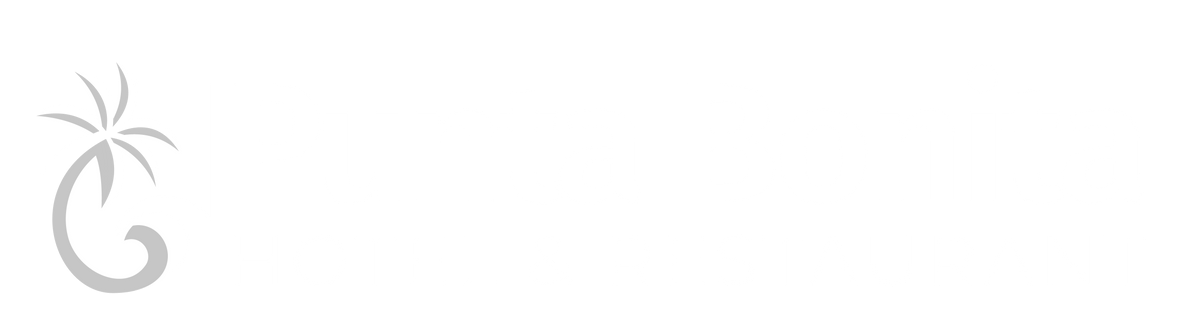 Un logotipo gris estilizado que presenta un diseño en espiral y similar a una palma.