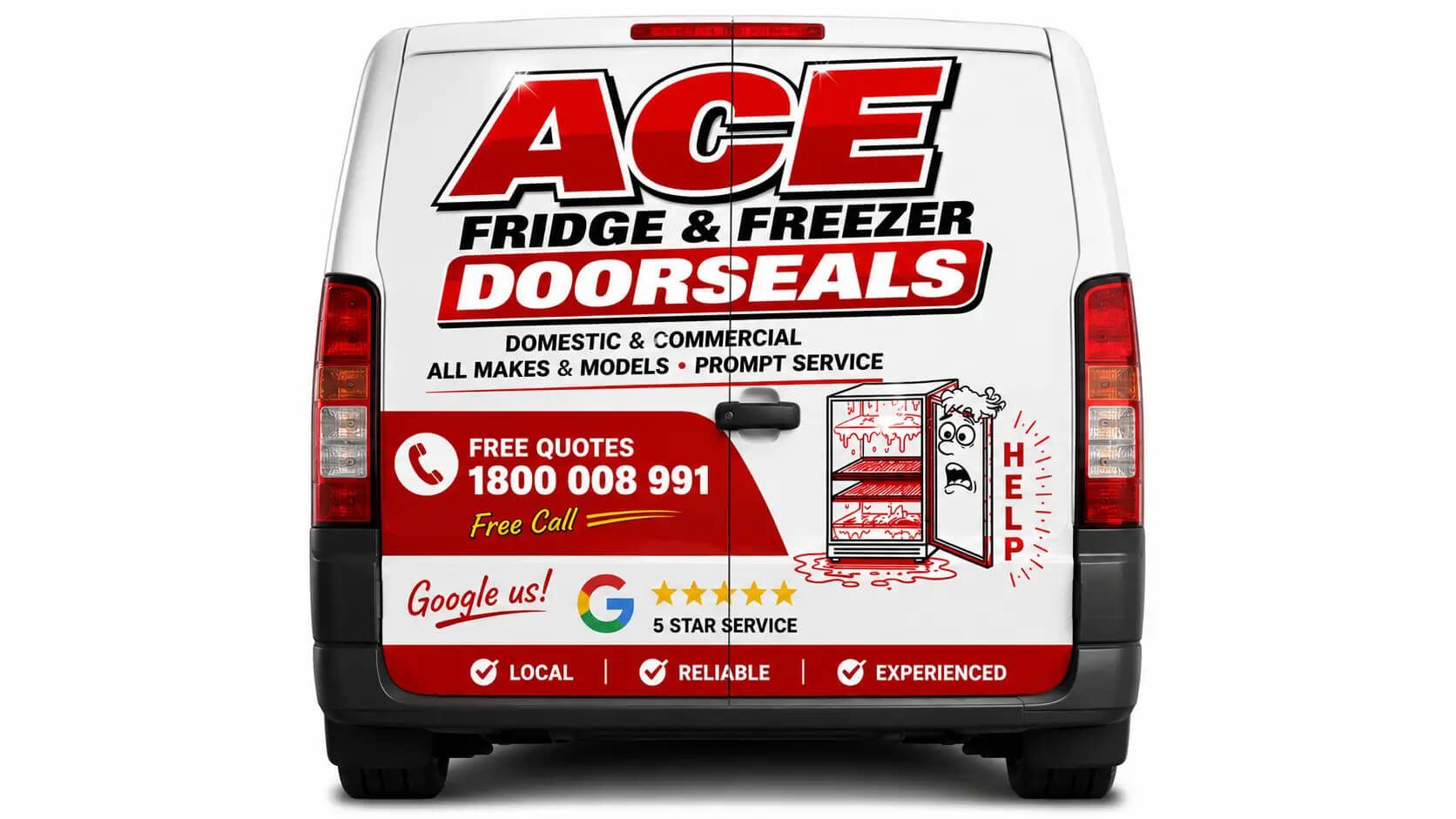 White ACE Fridge & Freezer Door Seals Van With Red Branding — Ace Fridge Door Seals In Cairns, QLD
