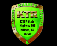 Killeen Recovery & Towing logo on a green and gold shield, with address in Killeen, TX.