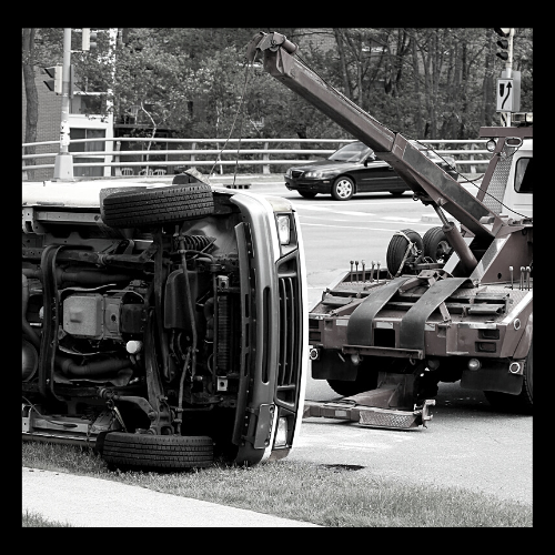 tow truck at car wreck