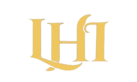 Golden stylized "LH" monogram.