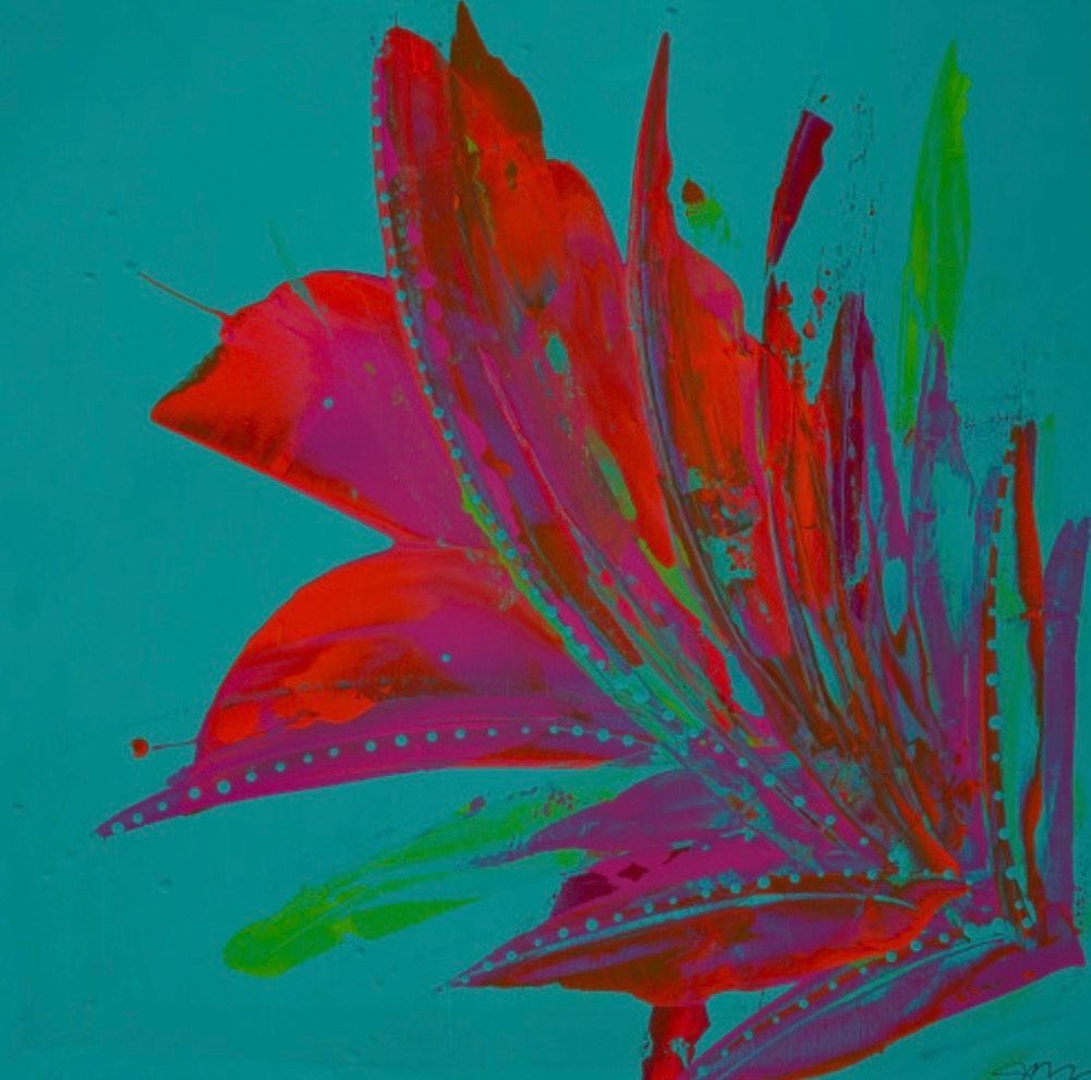 Light blue silk shawl on a black dress form, featuring a colorful butterfly design.