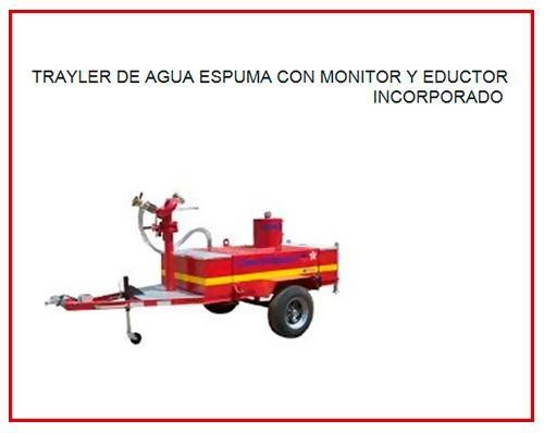 Un remolque rojo y amarillo con una manguera conectada a él.