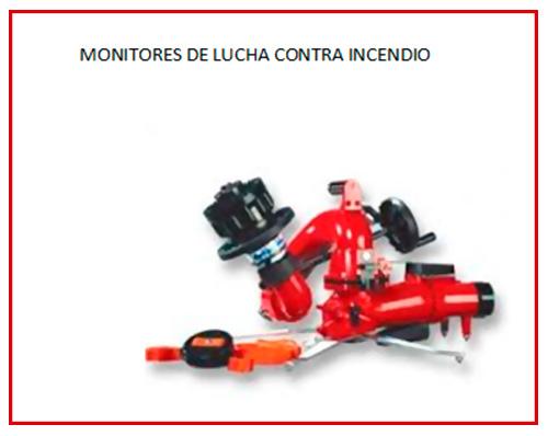 A picture of monitores de lucha contra incendio on a white background