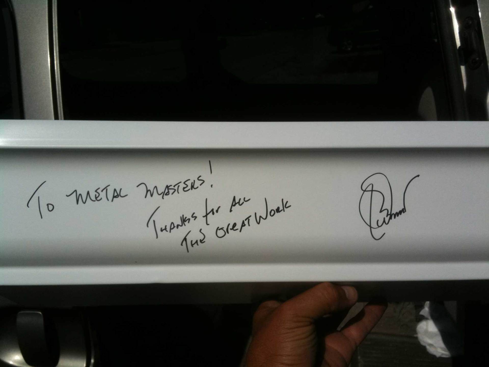 Joe Durant Autograph On Gutter — Pensacola, FL — Metal Masters of Pensacola, Inc