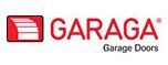 The logo for garaga garage doors is red and white.