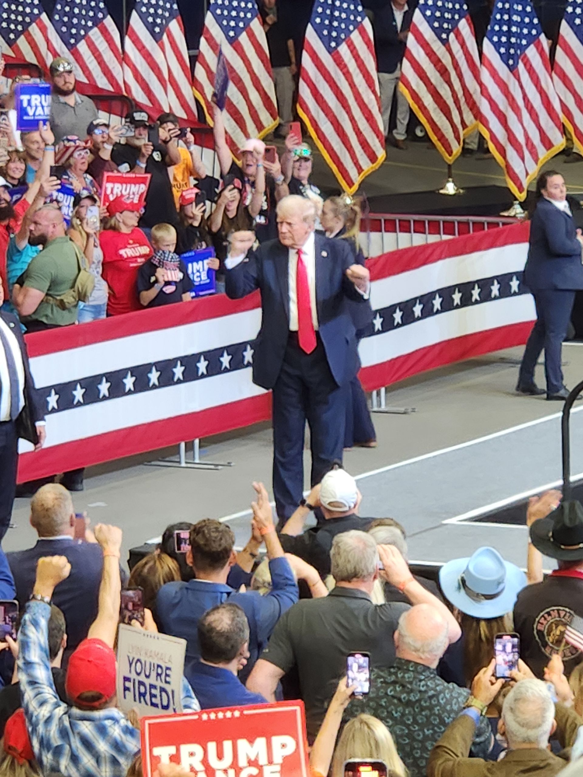 Trump on stage at rally