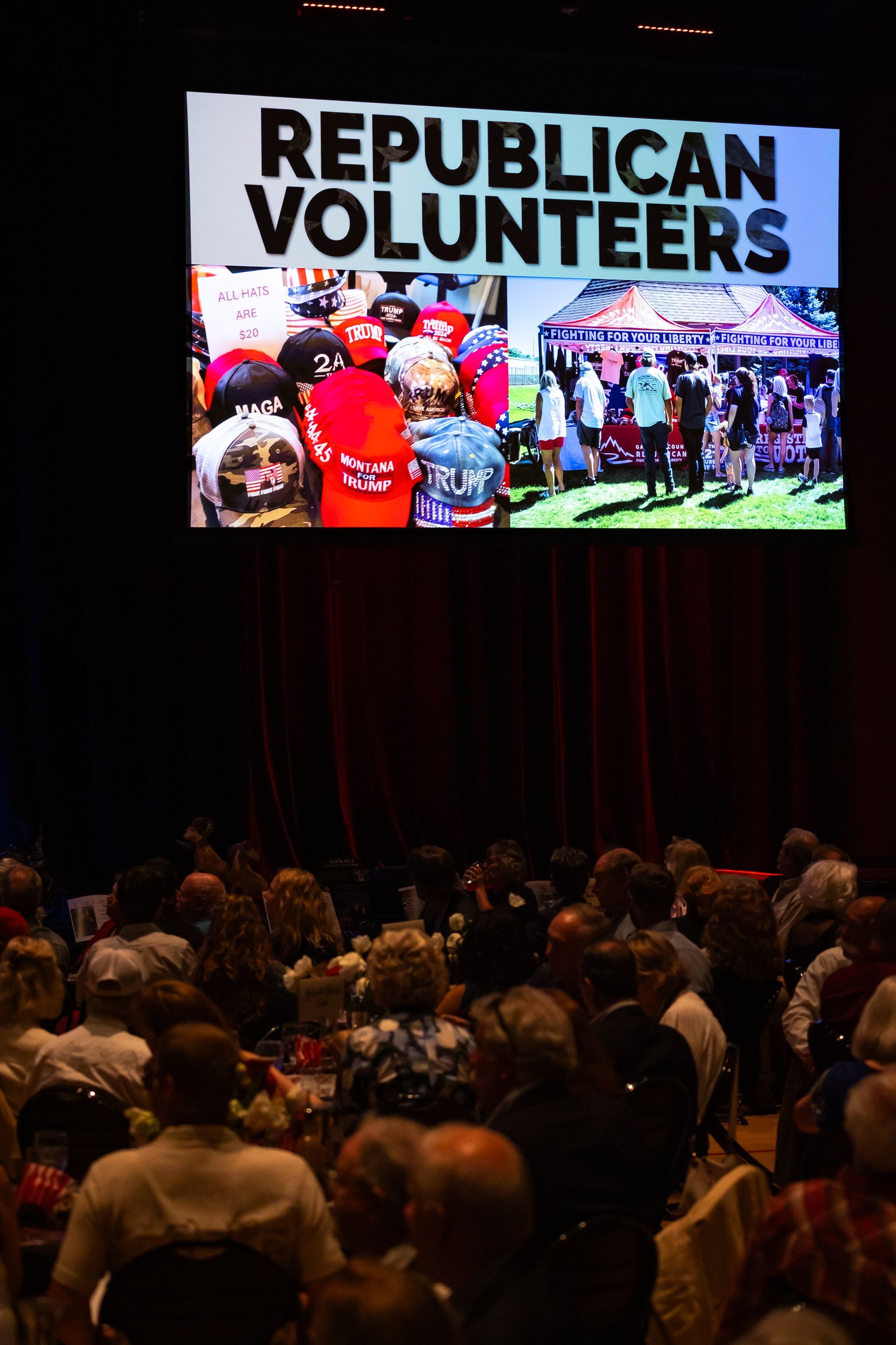 Projector screen of political event