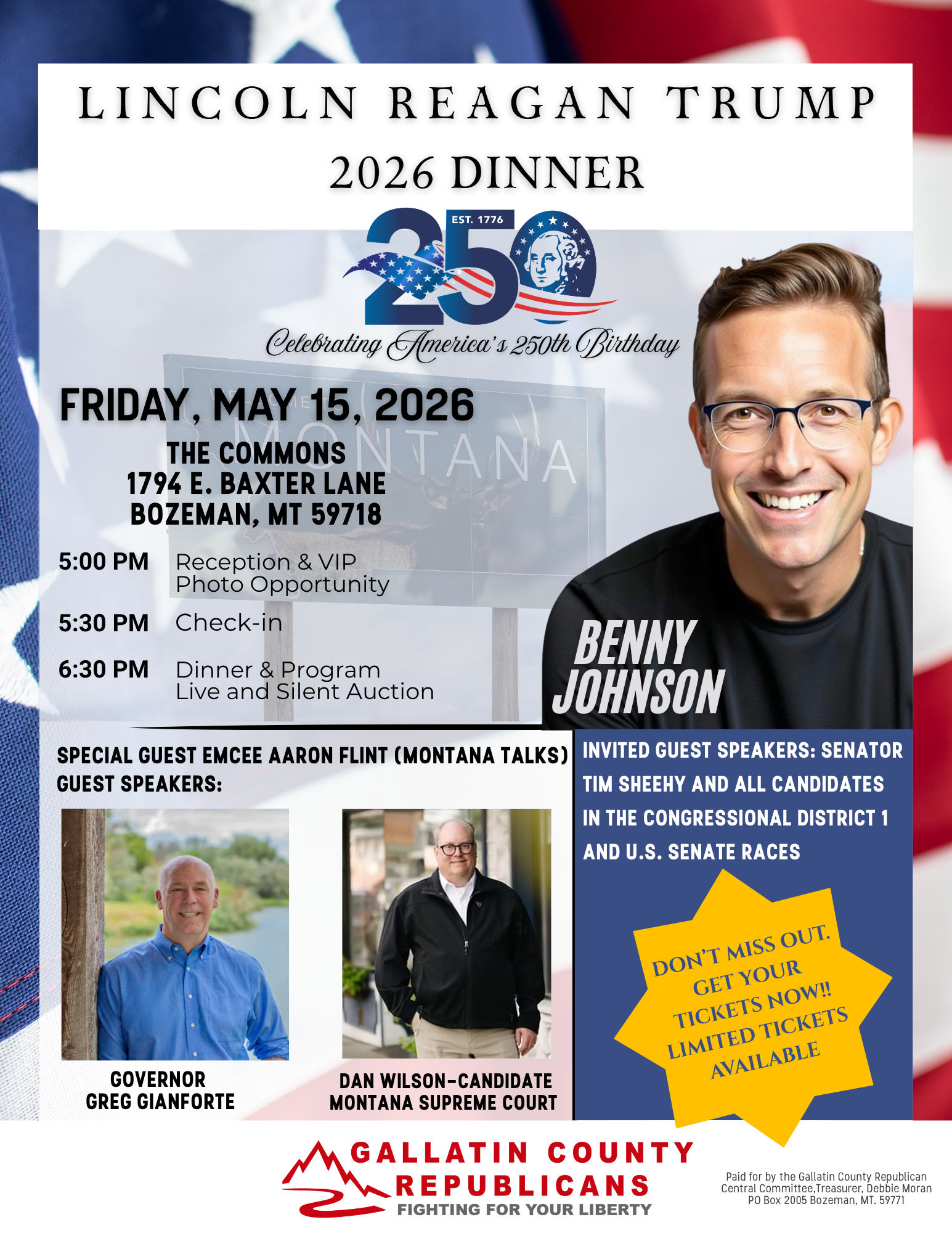 Event flyer for the Gallatin County Republicans' 