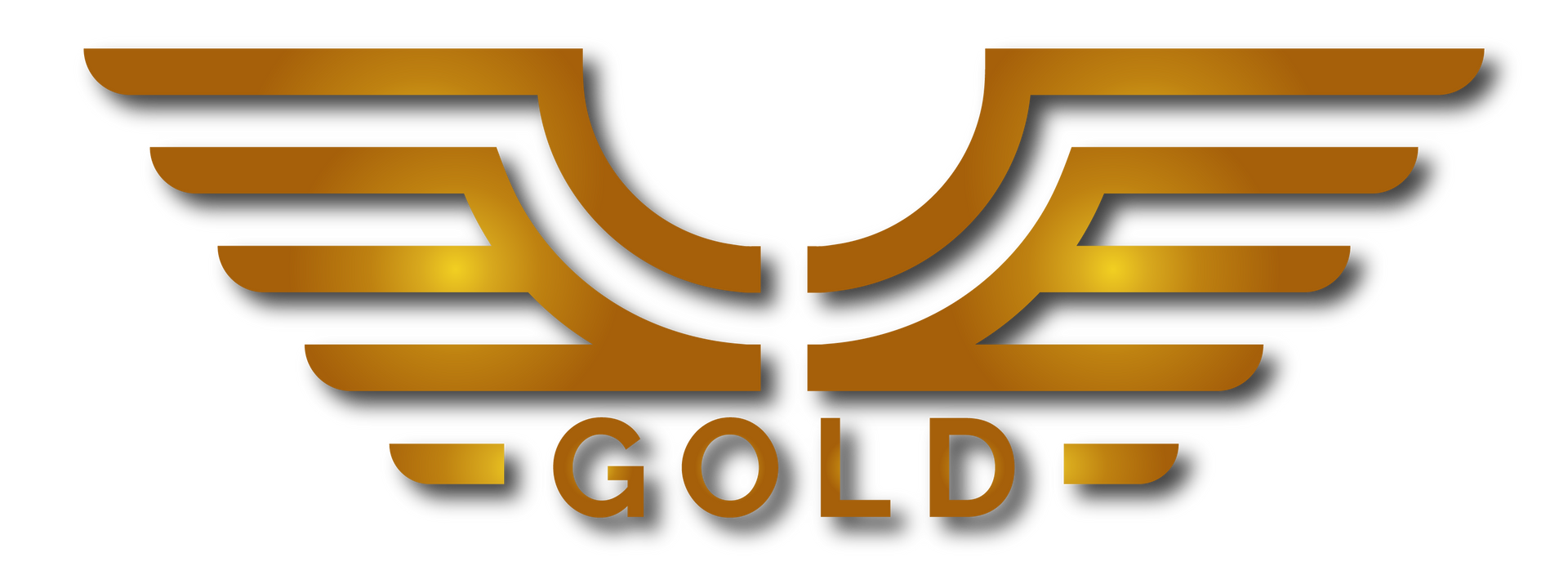 a gold logo with wings and the word gold on a white background .