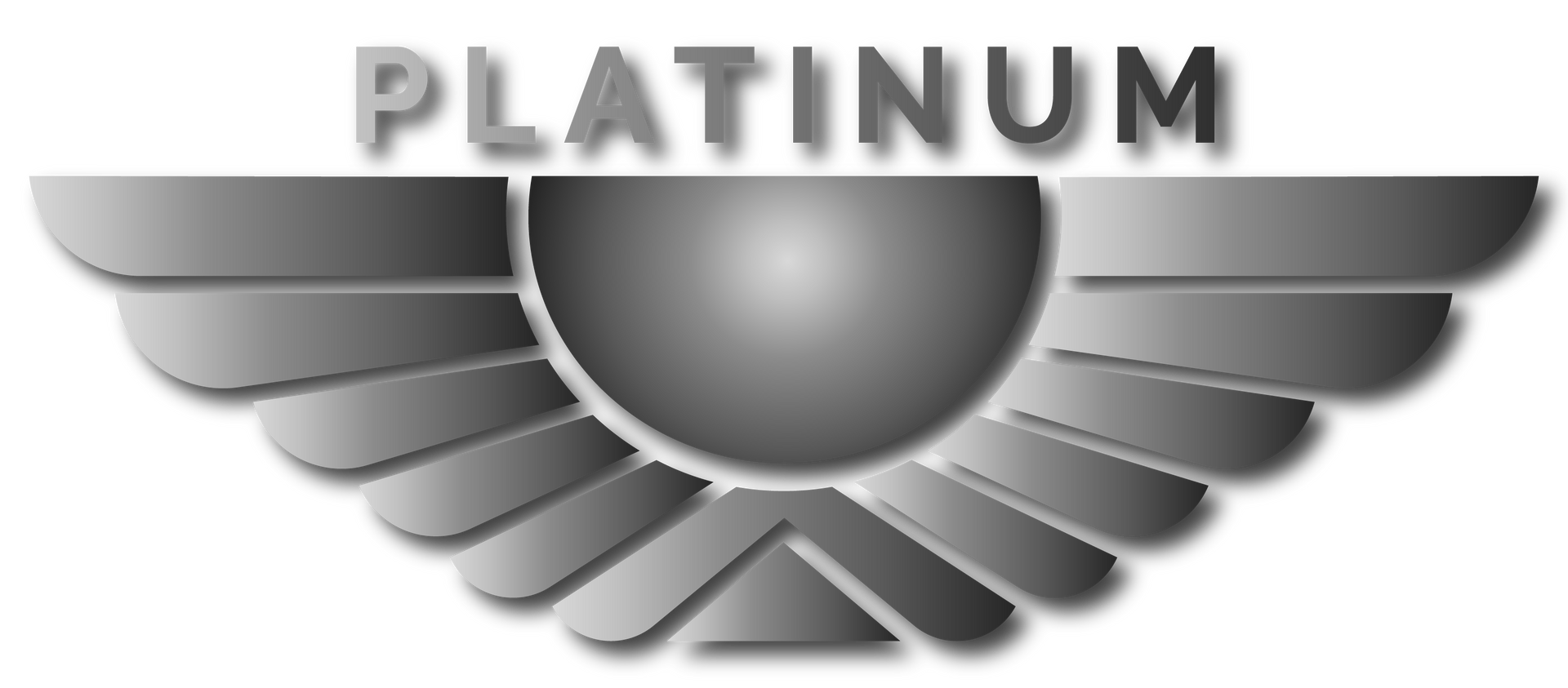 a platinum logo with wings and a ball in the middle