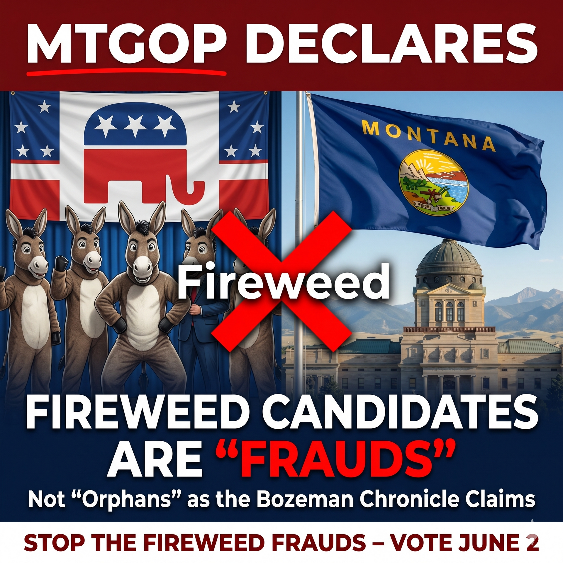 MTGOP calls Fireweed candidates “Fireweed Frauds” – not “orphans” as Bozeman Chronicle claims