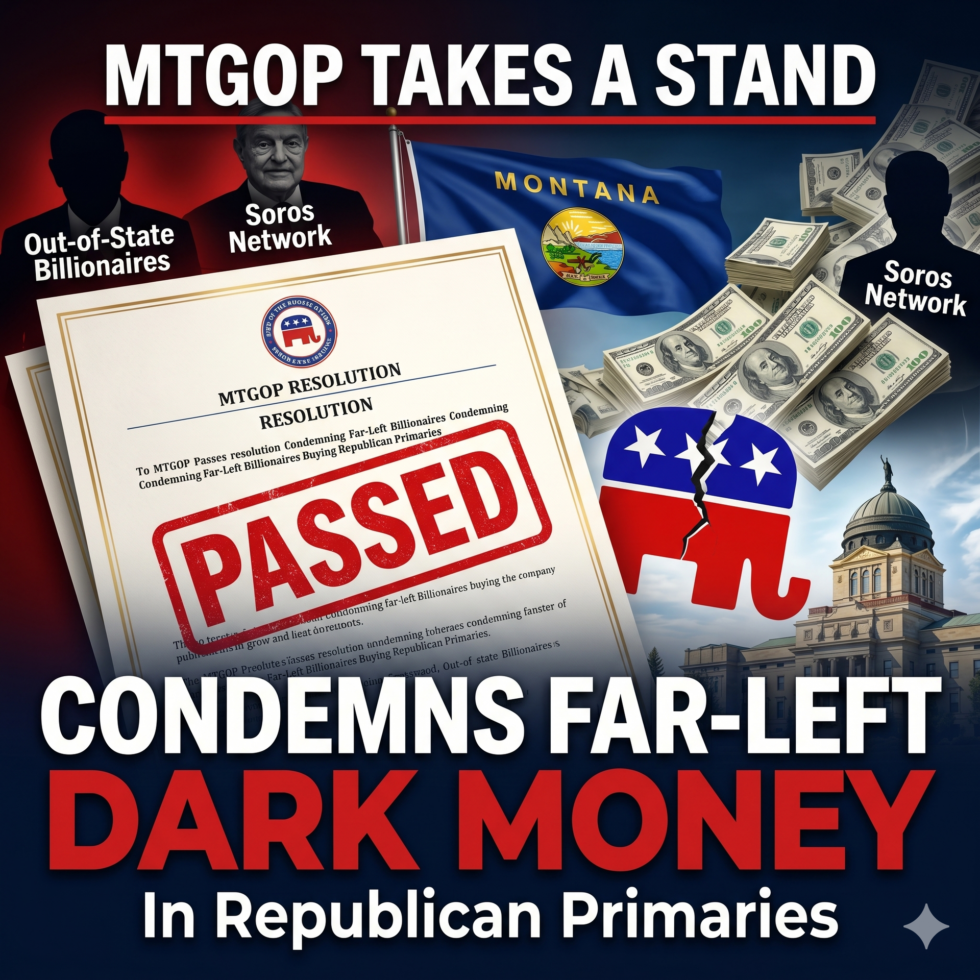 MTGOP resolution condemning far-left out-of-state billionaires interfering in Montana Republican pri