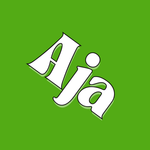 The word aja is written in white on a green background